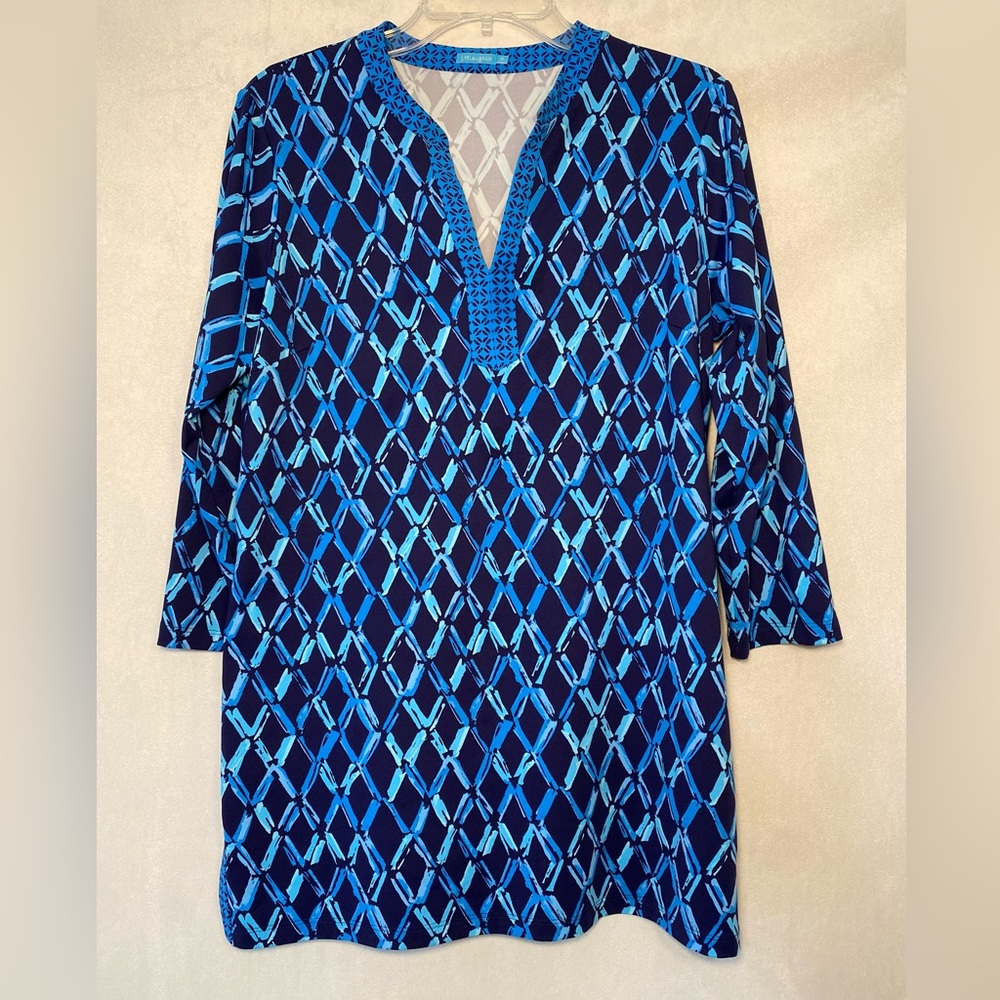 Beachy J McLaughlin Catalina Blue Tunic Top Summer